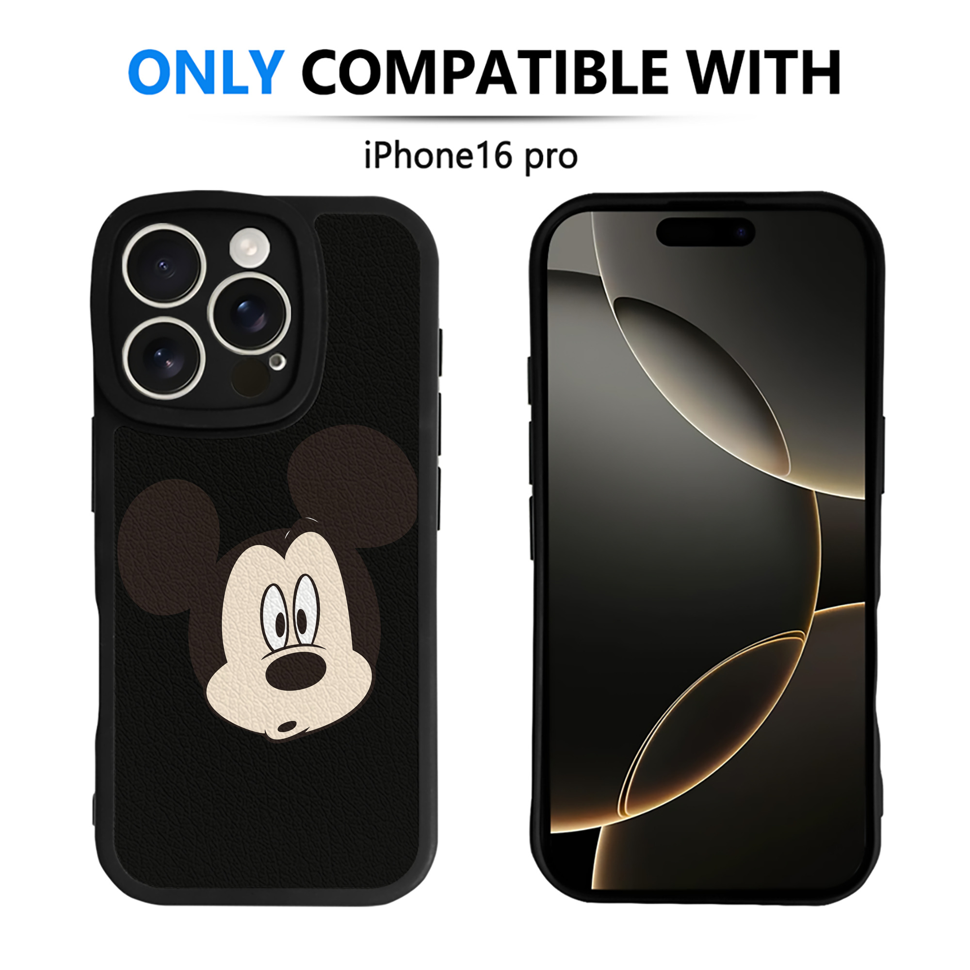 （画像用） ミッキーマウス Mickey Mouse 【iPhone 16シリーズ対応】シリコンスマホケース（レザー調） 材質：シリコン